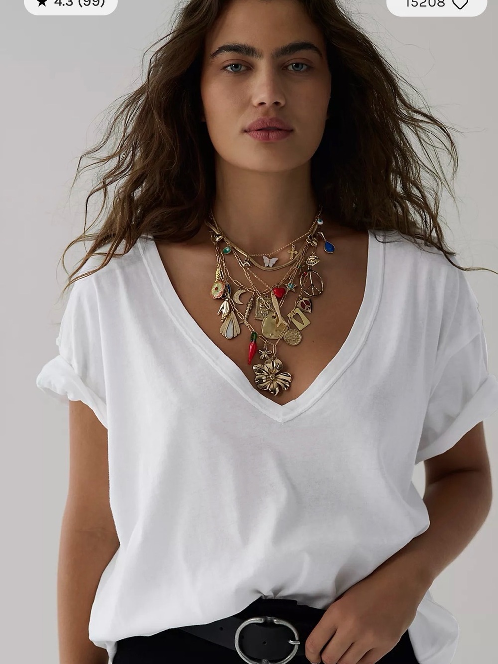We the Free people Nina V neck Tee large white